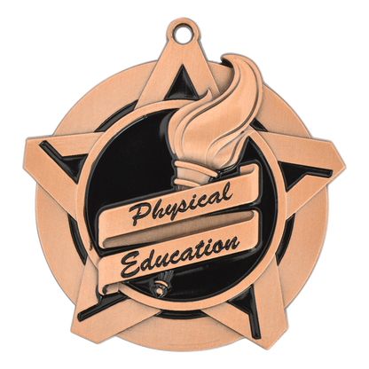 Super Star Physical Education Medal 2.25" / Bronze (Copper Tone)