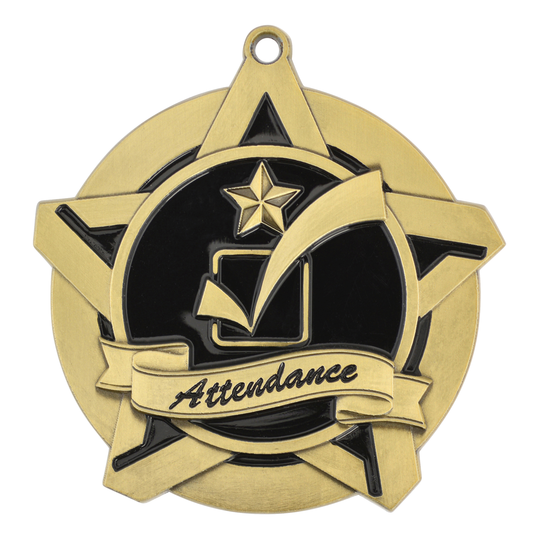 Super Star Attendance Medal 2.25" / Gold