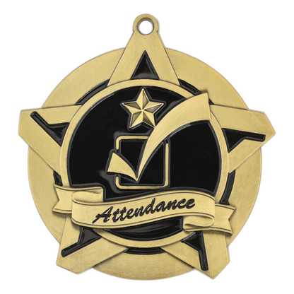 Super Star Attendance Medal 2.25" / Gold