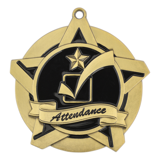 Super Star Attendance Medal 2.25" / Gold