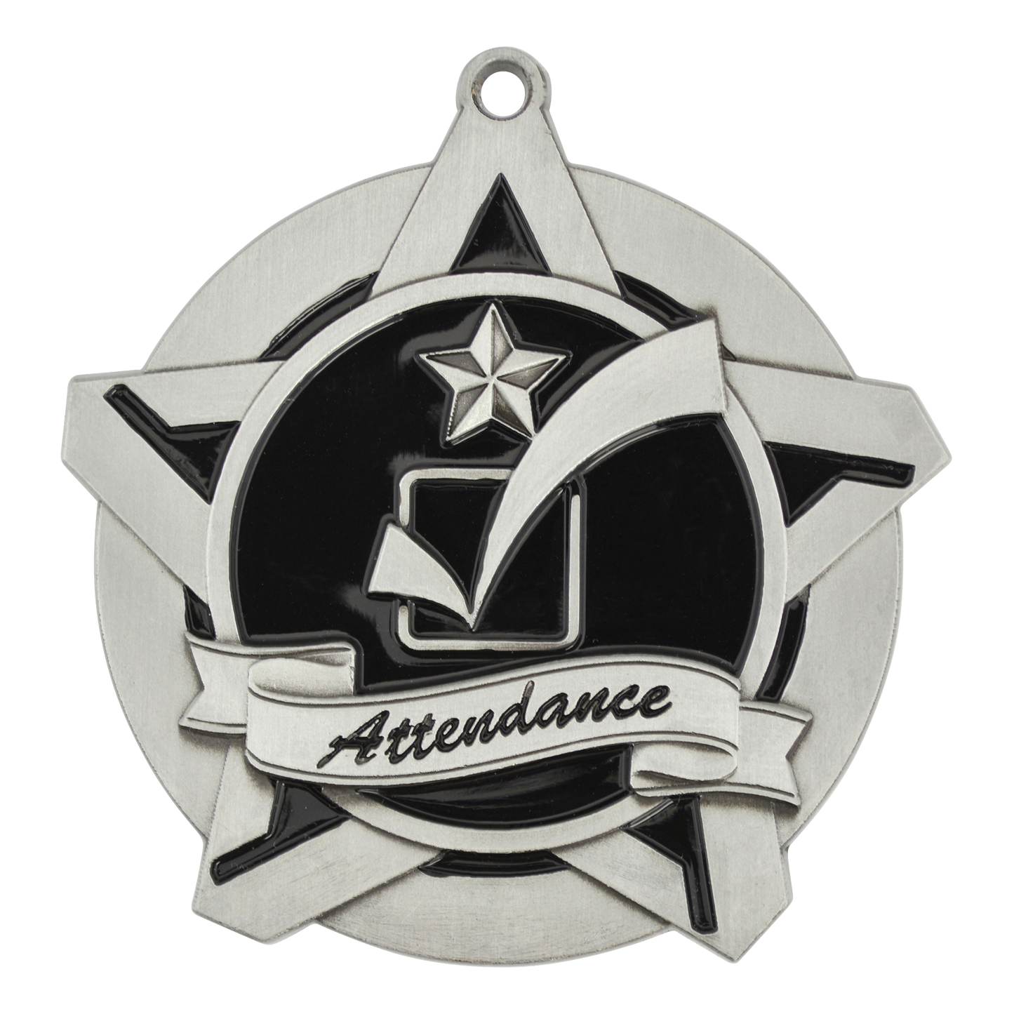 Super Star Attendance Medal 2.25" / Silver