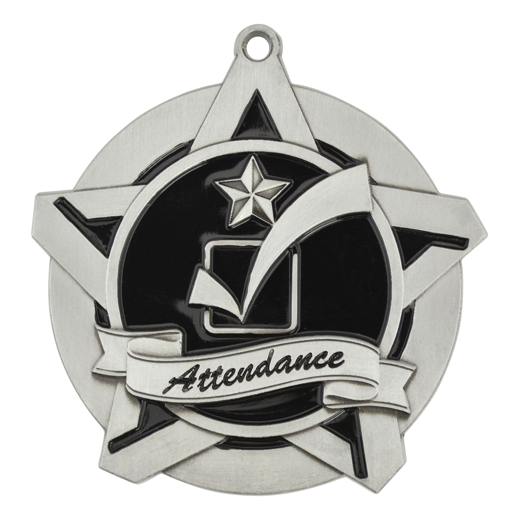 Super Star Attendance Medal 2.25" / Silver