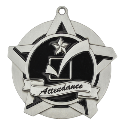 Super Star Attendance Medal 2.25" / Silver