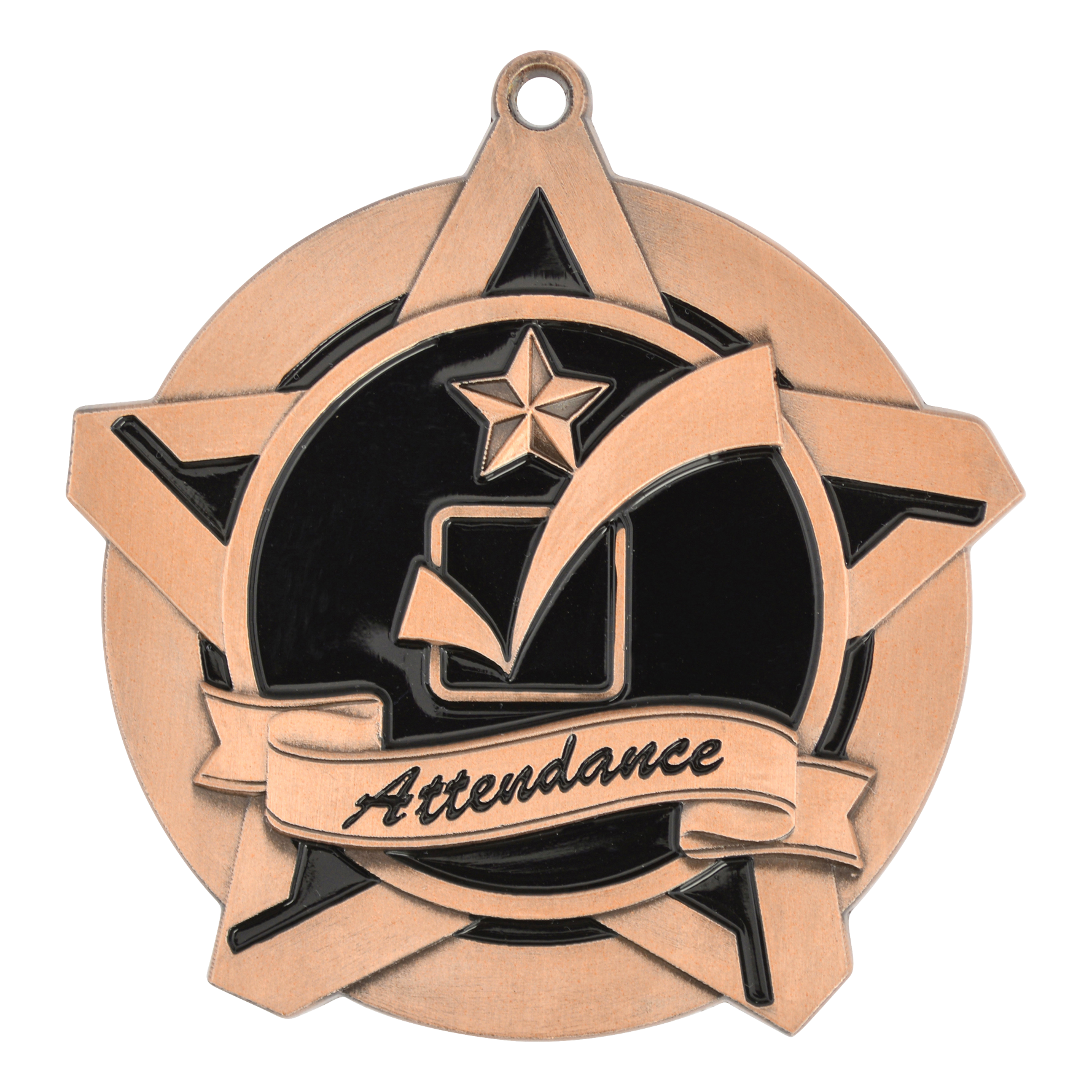 Super Star Attendance Medal 2.25" / Bronze (Copper Tone)