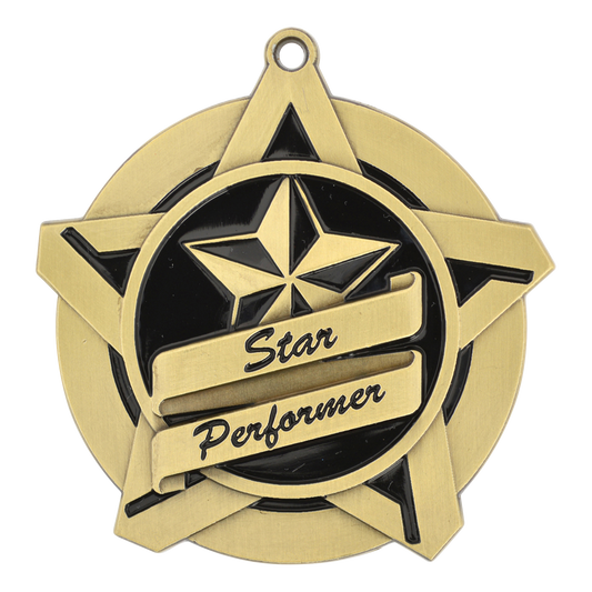 Super Star Star Performer Medal 2.25" / Gold