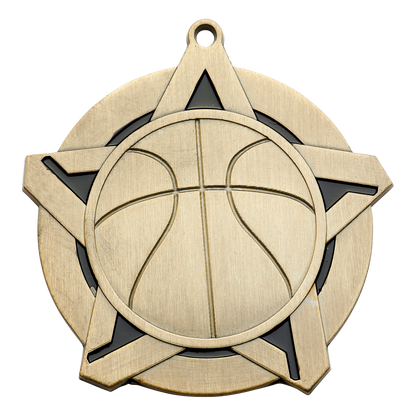 Super Star Basketball Medal 2.25" / Gold