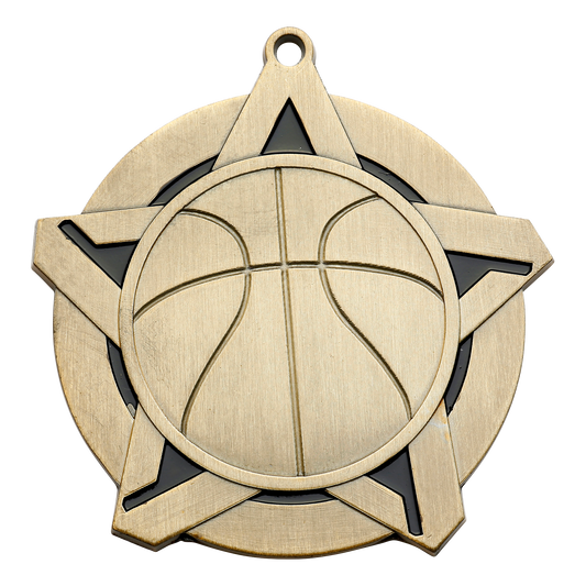 Super Star Basketball Medal 2.25" / Gold
