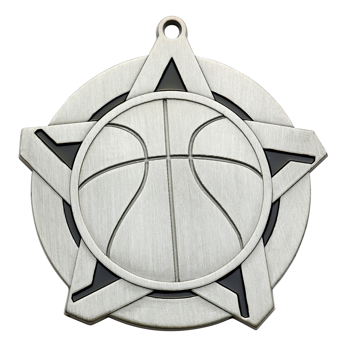 Super Star Basketball Medal 2.25" / Silver