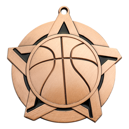 Super Star Basketball Medal 2.25" / Bronze (Copper Tone)