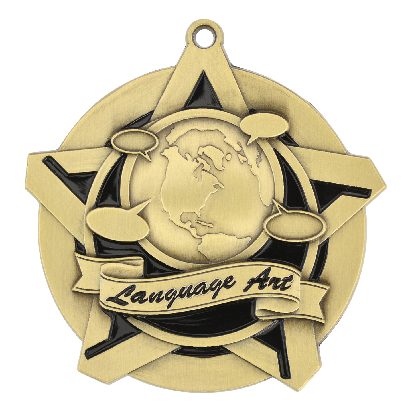 Super Star Language Arts Medal 2.25" / Gold