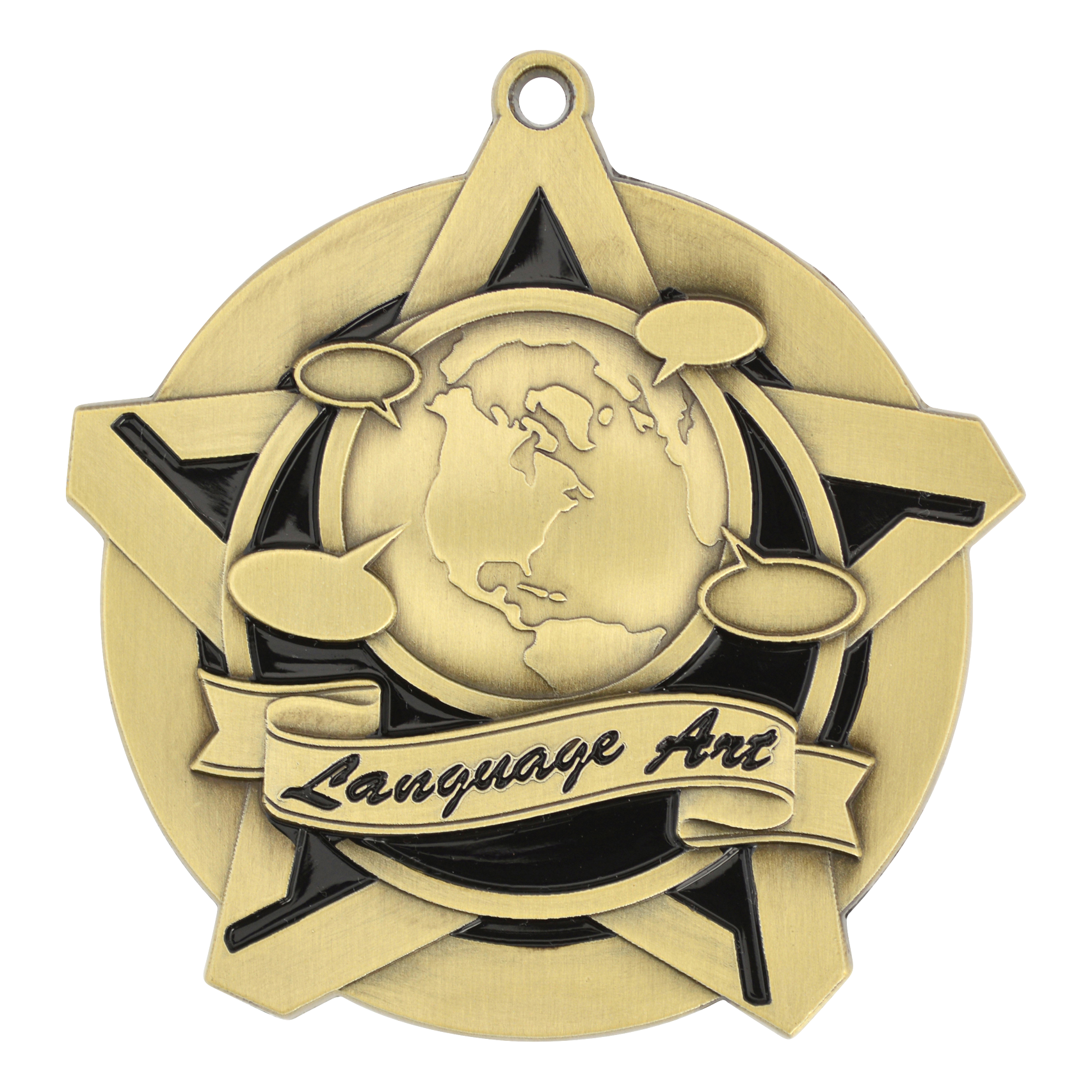 Super Star Language Arts Medal 2.25" / Gold