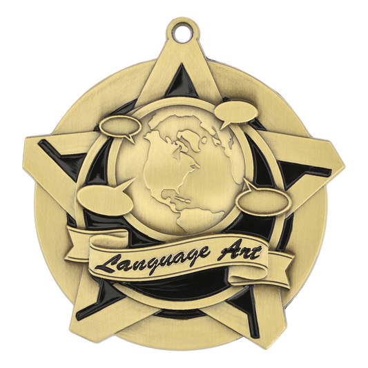 Super Star Language Arts Medal 2.25" / Gold