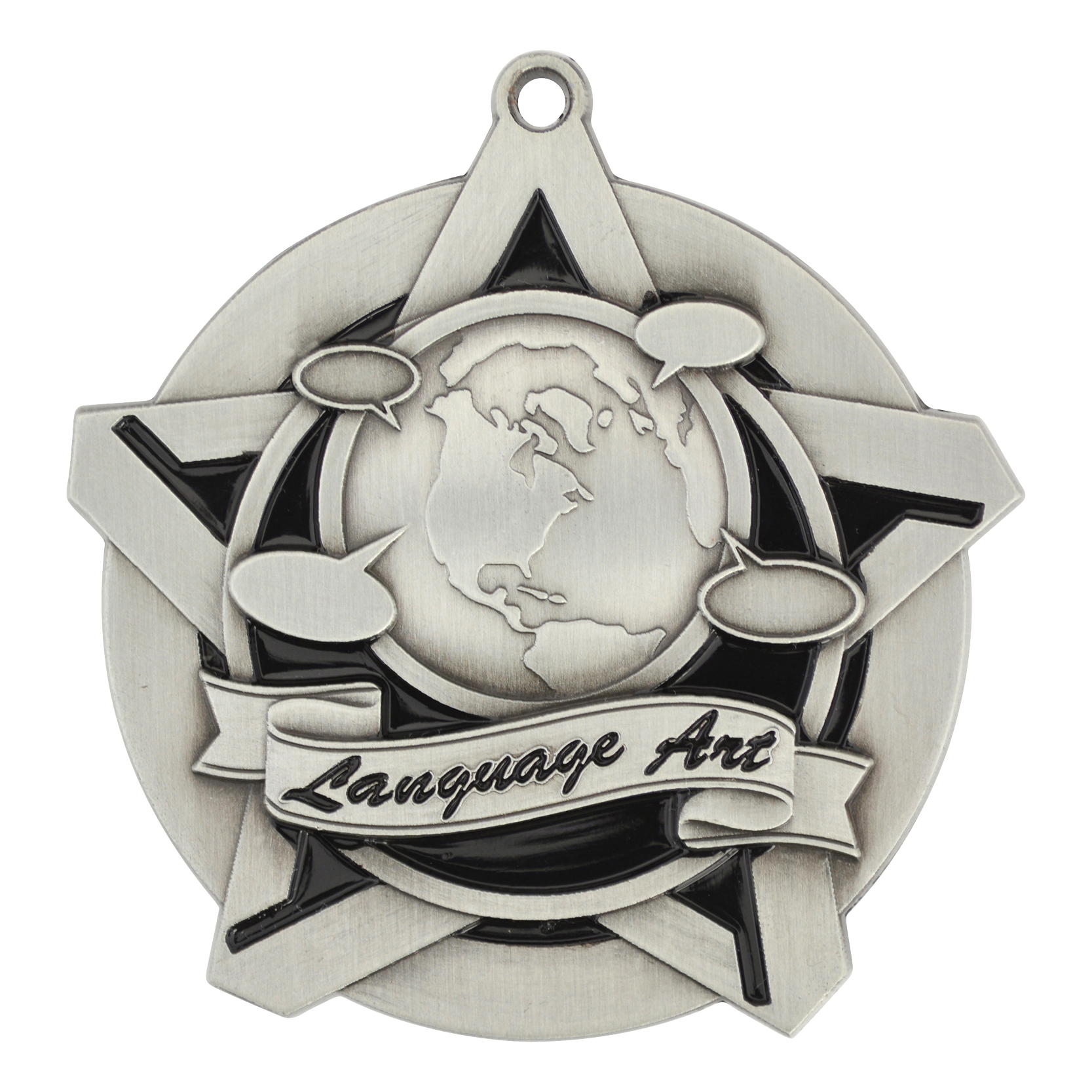 Super Star Language Arts Medal 2.25" / Silver