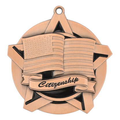 Super Star Citizenship Medal 2.25" / Bronze (Copper Tone)