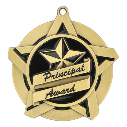Super Star Principal Award Medal 2.25" / Gold