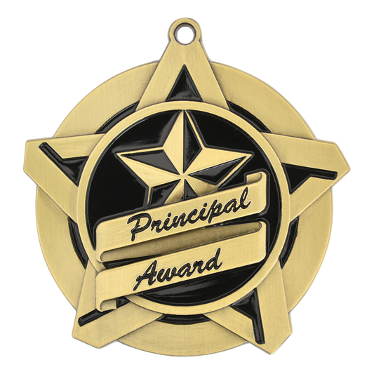 Super Star Principal Award Medal 2.25" / Gold