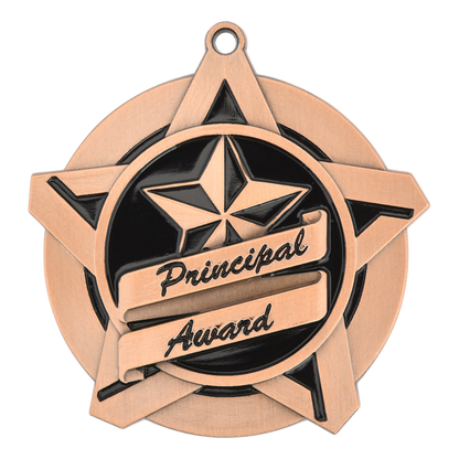 Super Star Principal Award Medal 2.25" / Bronze (Copper Tone)