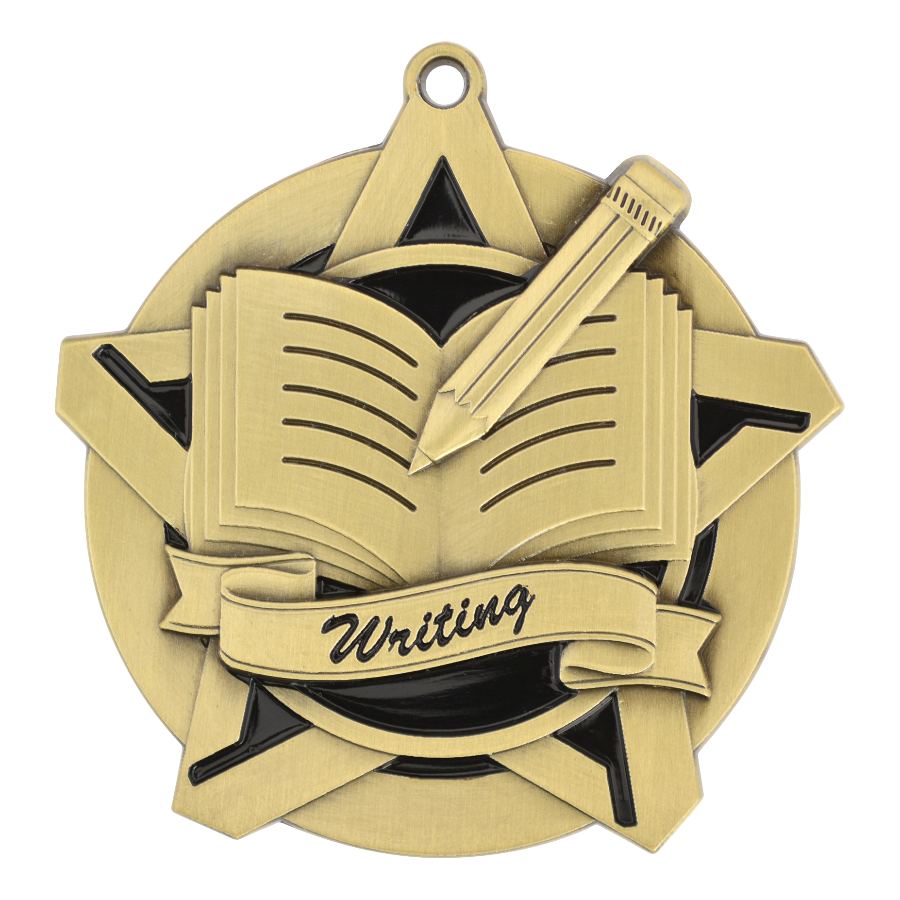 Super Star Writing Medal 2.25" / Gold