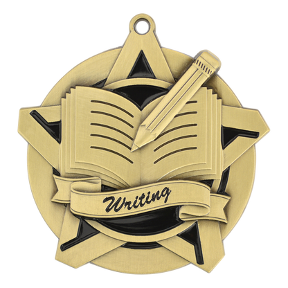 Super Star Writing Medal 2.25" / Gold