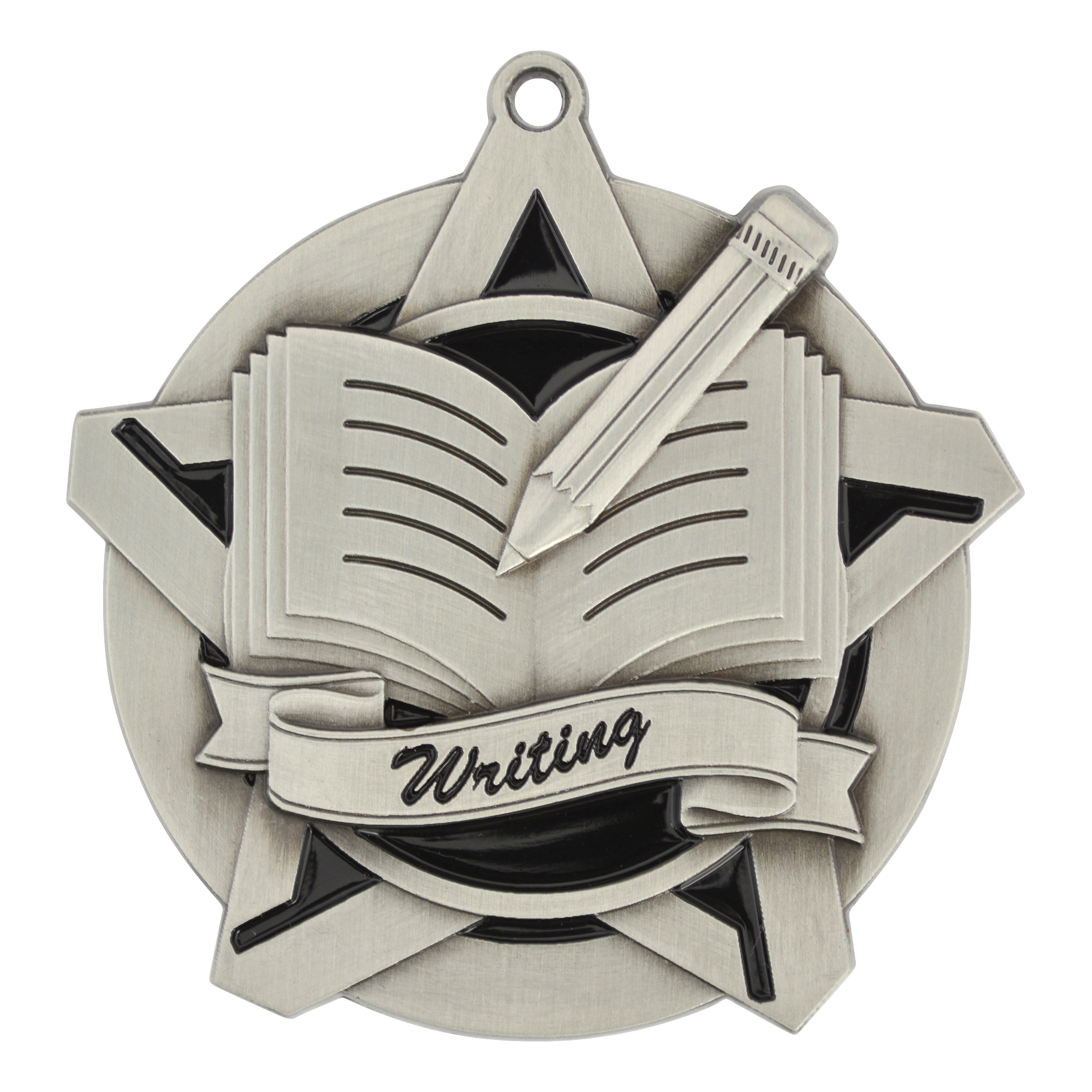 Super Star Writing Medal 2.25" / Silver