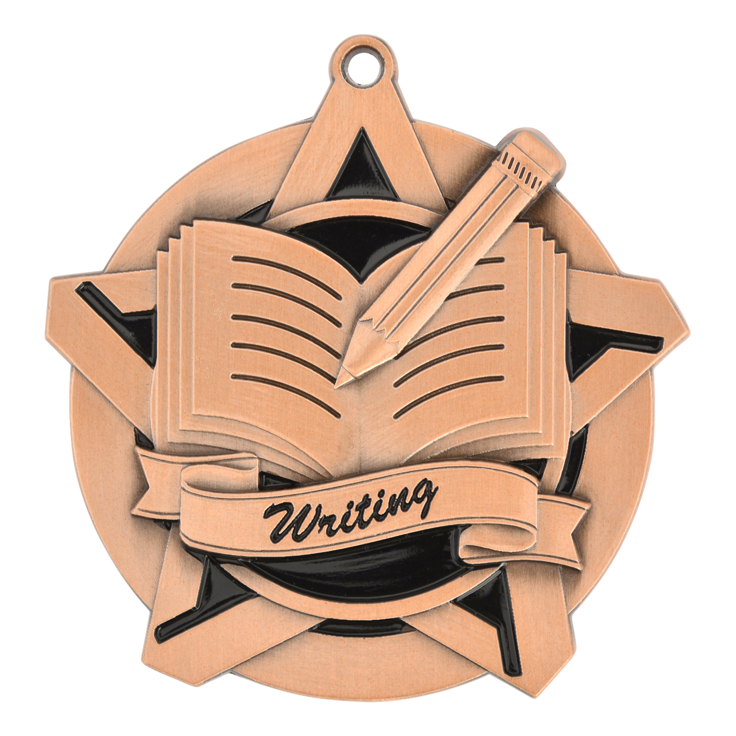 Super Star Writing Medal 2.25" / Bronze (Copper Tone)