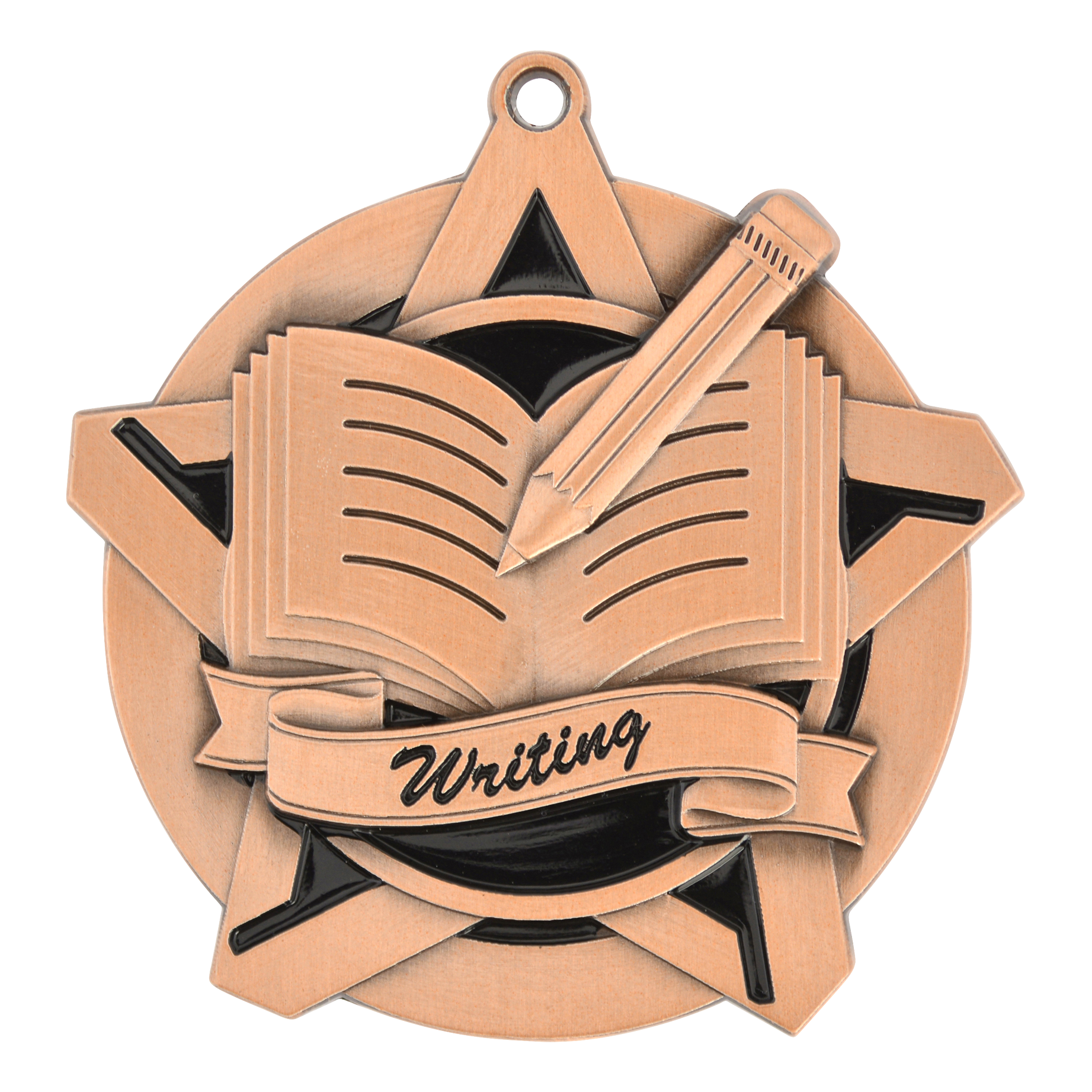 Super Star Writing Medal 2.25" / Bronze (Copper Tone)