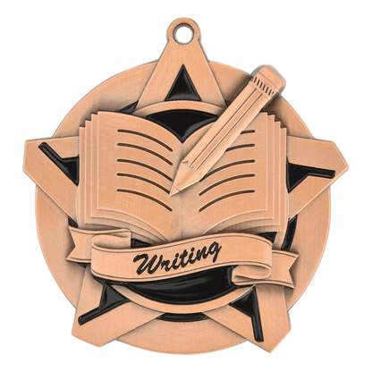 Super Star Writing Medal 2.25" / Bronze (Copper Tone)