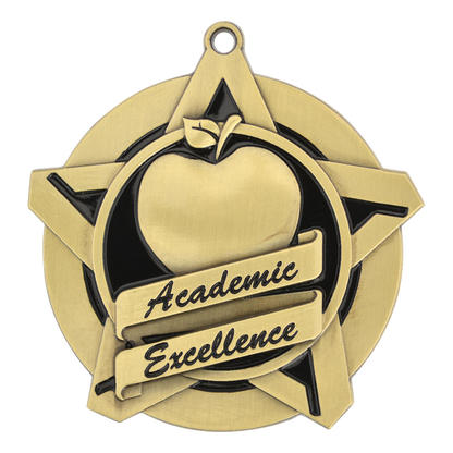 Super Star Academic Excellence Medal 2.25" / Gold
