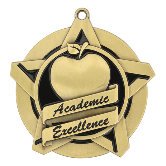 Super Star Academic Excellence Medal 2.25" / Gold