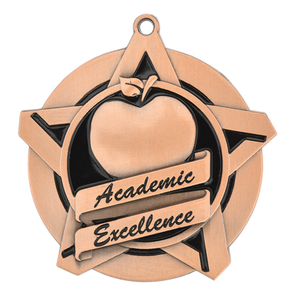 Super Star Academic Excellence Medal 2.25" / Bronze (Copper Tone)