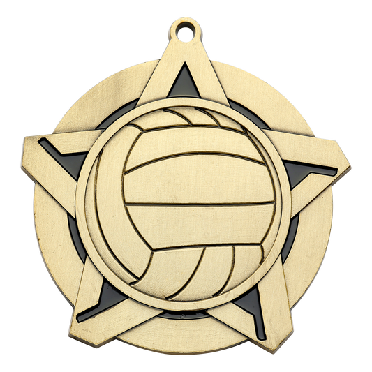 Super Star Volleyball Medal 2.25" / Gold