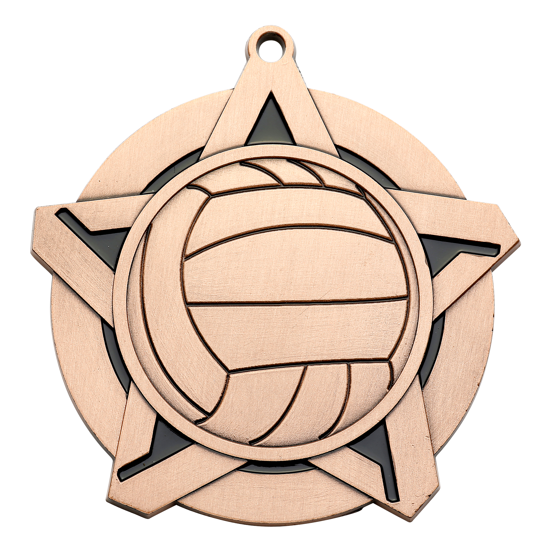 Super Star Volleyball Medal 2.25" / Bronze (Copper Tone)