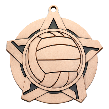Super Star Volleyball Medal 2.25" / Bronze (Copper Tone)