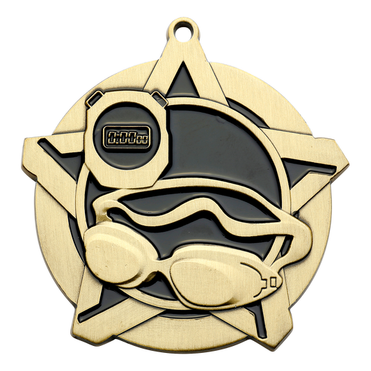 Super Star Swimming Medal 2.25" / Gold