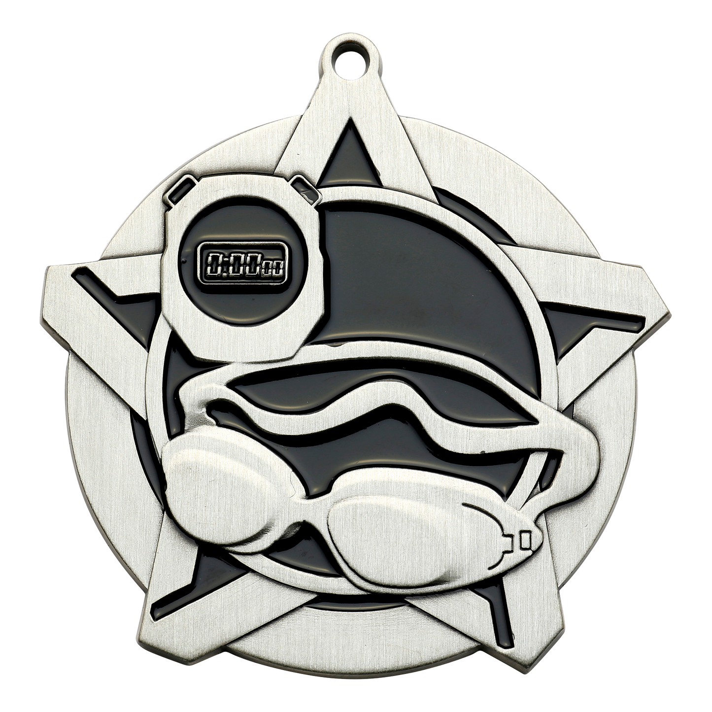Super Star Swimming Medal 2.25" / Silver