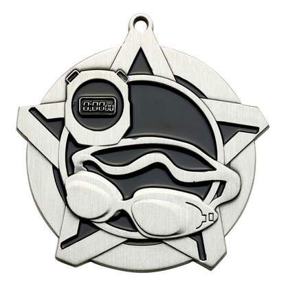 Super Star Swimming Medal 2.25" / Silver