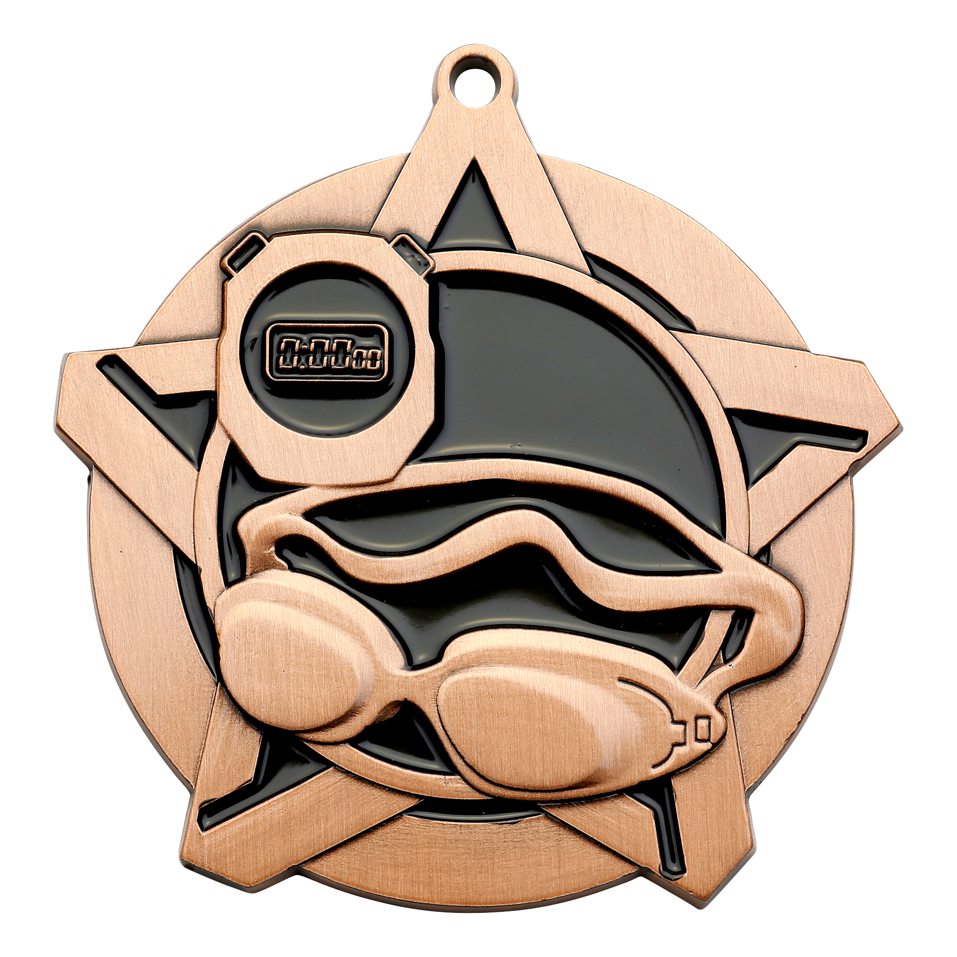 Super Star Swimming Medal 2.25" / Bronze (Copper Tone)
