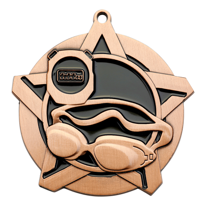 Super Star Swimming Medal 2.25" / Bronze (Copper Tone)