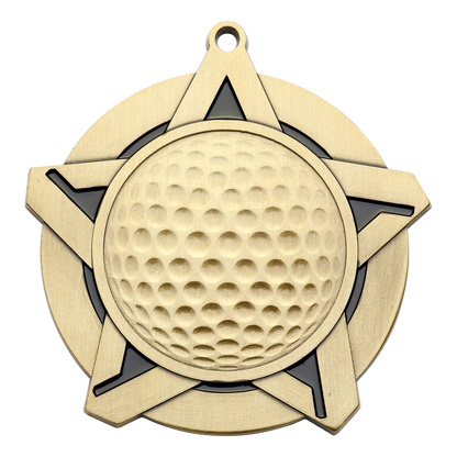 Super Star Golf Medal 2.25" / Gold