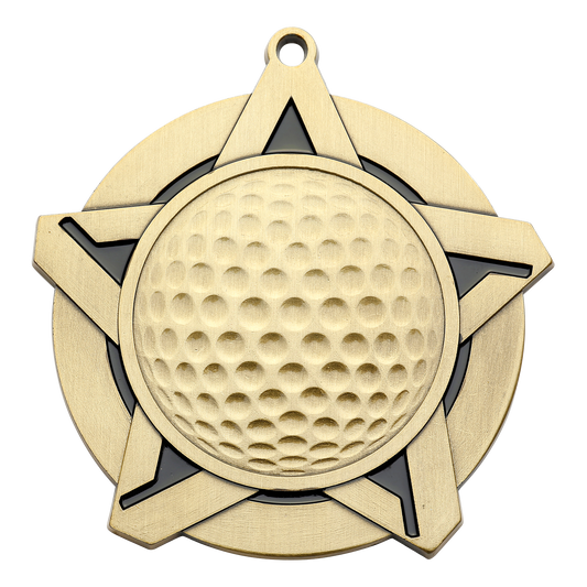 Super Star Golf Medal 2.25" / Gold