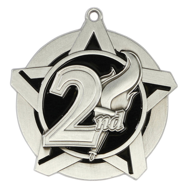 Super Star 2nd Place Medal 2.25" / Silver