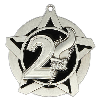 Super Star 2nd Place Medal 2.25" / Silver