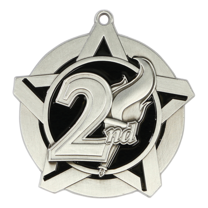 Super Star 2nd Place Medal 2.25" / Silver
