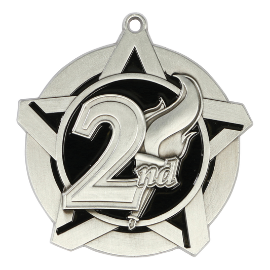 Super Star 2nd Place Medal 2.25" / Silver