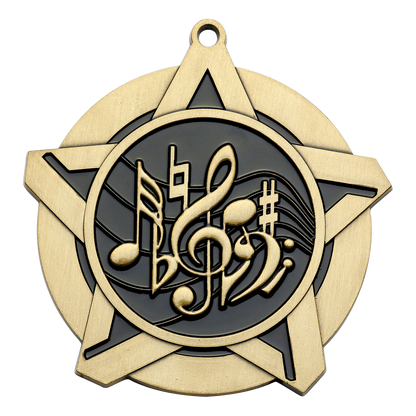Super Star Music Medal 2.25" / Gold
