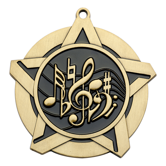 Super Star Music Medal 2.25" / Gold