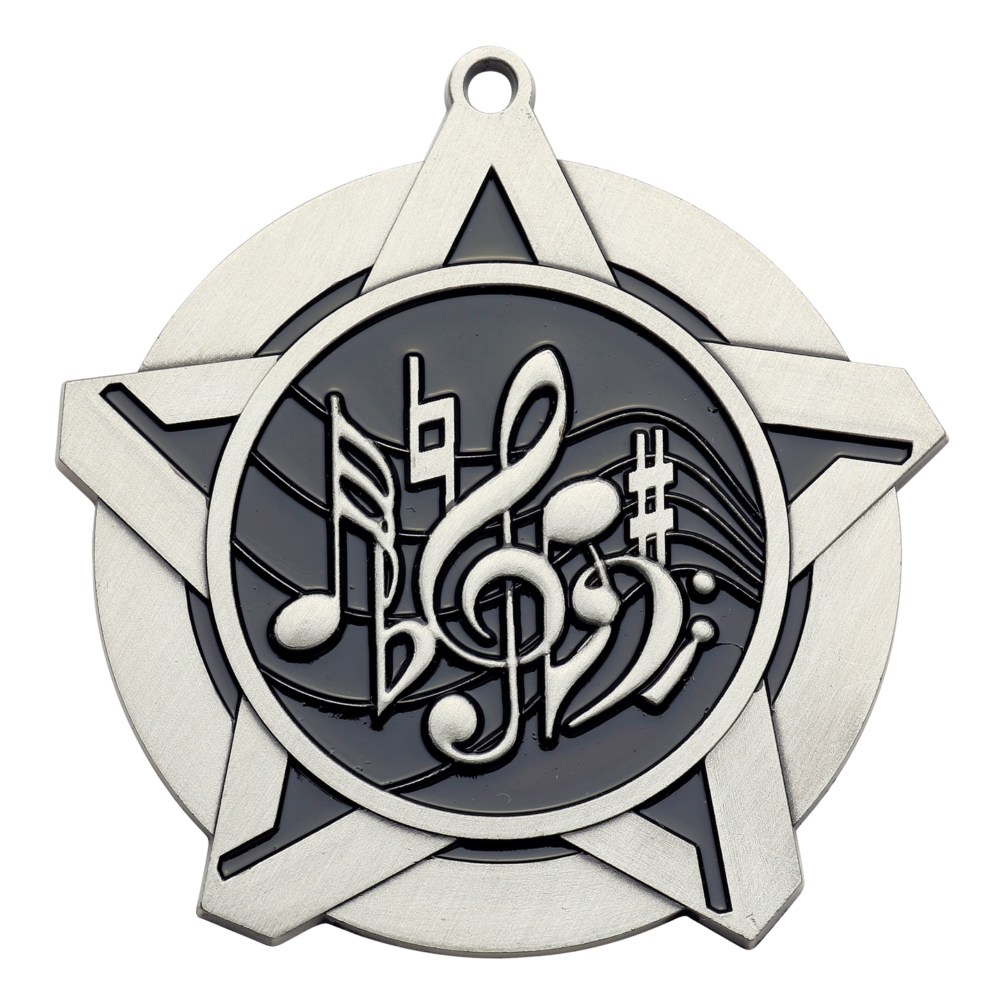 Super Star Music Medal 2.25" / Silver