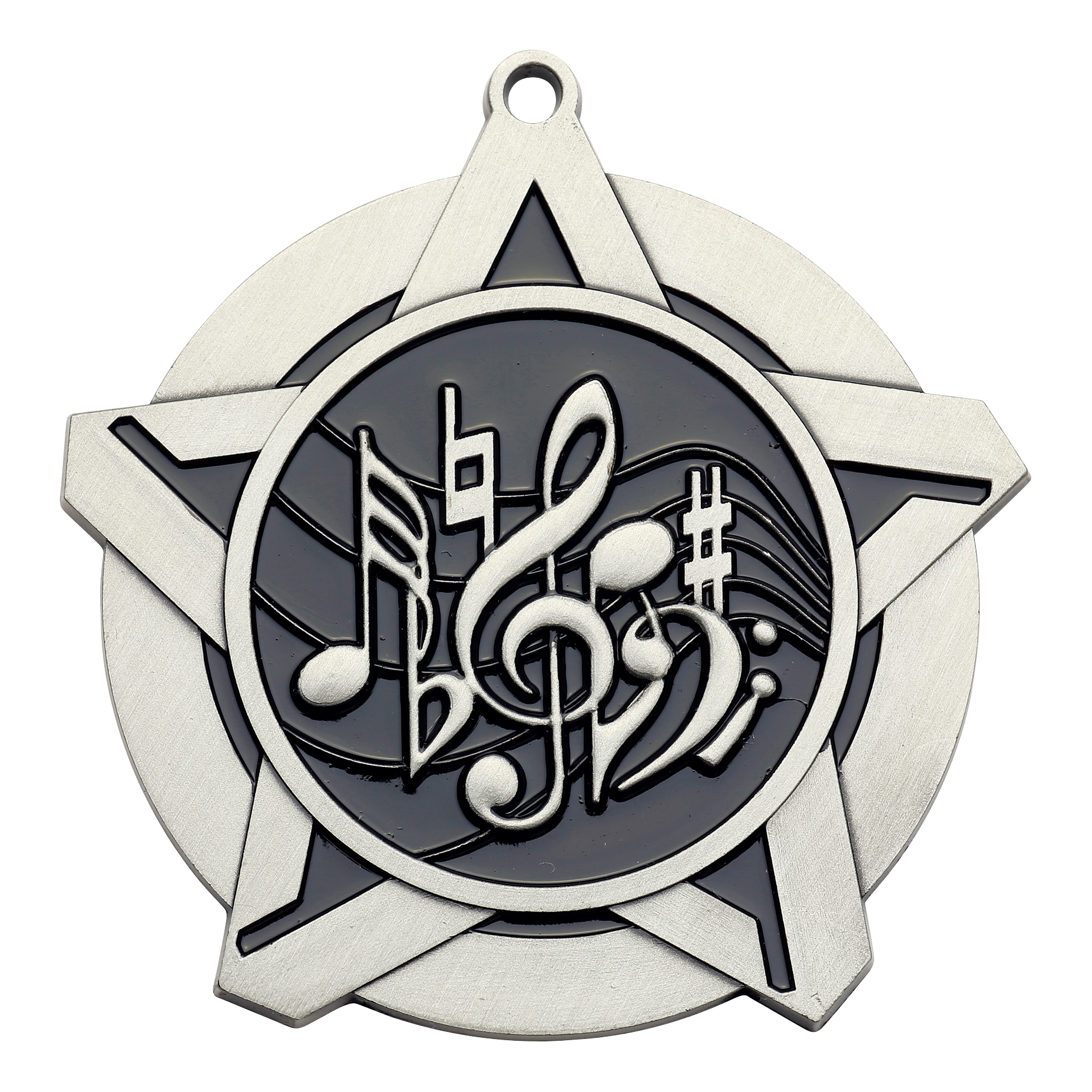 Super Star Music Medal 2.25" / Silver