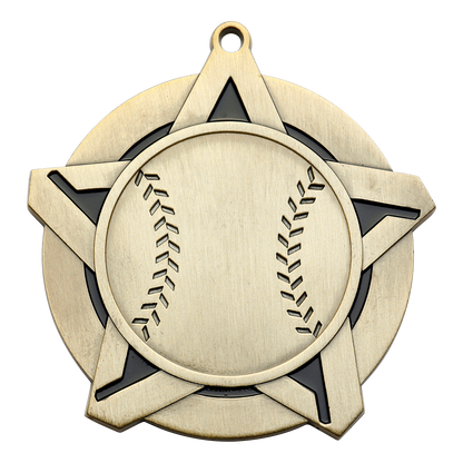 Super Star Baseball Medal 2.25" / Gold