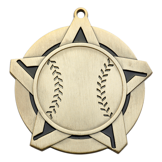 Super Star Baseball Medal 2.25" / Gold